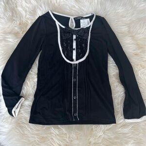 Brand new Talbots Black and White Lace Accent Blouse